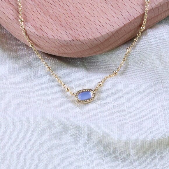 Kendra Scott Pink Opalite Crystal Gold Satellite Short Necklace - Mini Elisa - Picture 2 of 2